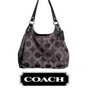 Coach Ashley Dotted Op Art “C”Hobo Black Bag style number F21920